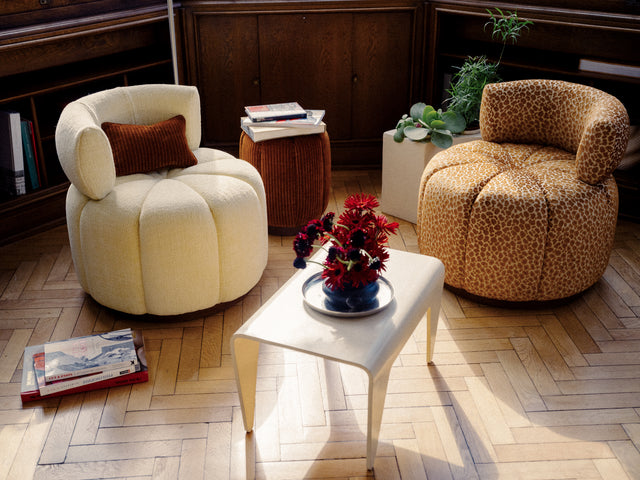 Fauteuil léopard - fauteuil design CLOVI PARIS en jacquard de velours - coloris fauve cognac - fauteuil pivotant design - fauteuil Paris - Fauteuil boudoir - fauteuil salon - fauteuil chambre à coucher - fauteuil sur-mesure - particuliers, architectes, hospitality - fabrication française sur-mesure - custom-made armchair - luxury furniture - french savoir-faire - leopard armchair - swivel design armchair