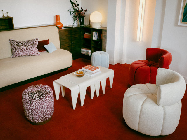 Pouf design sur-mesure en tissu couture – Clovi Paris