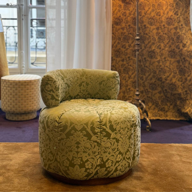 fauteuil design clovi paris - fabrication française - tissu lelièvre paris - lelièvre éditeur de tissus d'ameublement - sur-mesure- Clovi Paris designer armchair - French manufacture - Lelièvre Paris fabric - Lelièvre fabric designer - made to measure